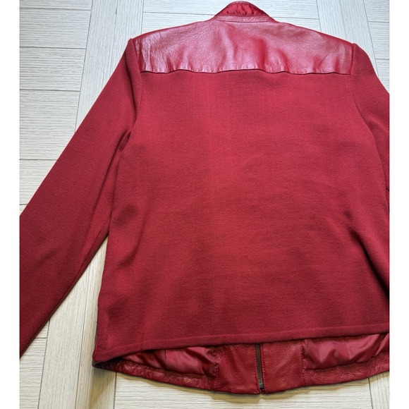 Nyagard  Womens Vintage Jacket Petite Sz L Red Leather W/ Knit Zip Up Jacket‎ - Picture 11 of 11